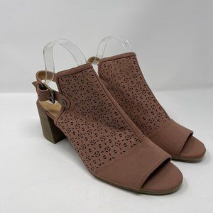 Tommy Hilfiger Womens Pink Peep Toe Bootie Sling Back Stacked Heel